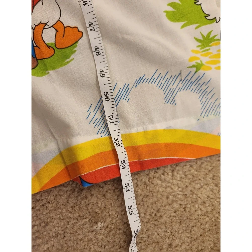Vtg Disney Set Of 4 Curtains Fabric Rainbow Clouds Donald Mickey Mouse #P290